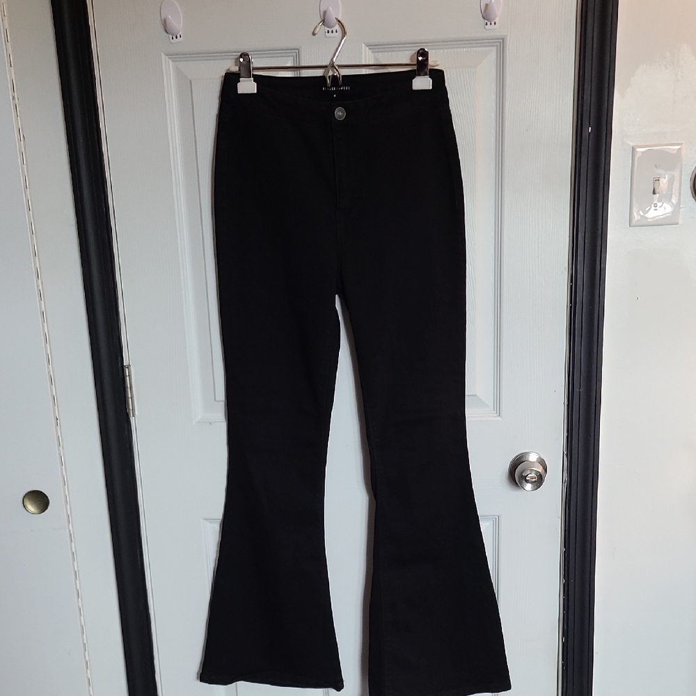Almost Famous High Rise Black Flared Women's Pants Hippie 1970s Style